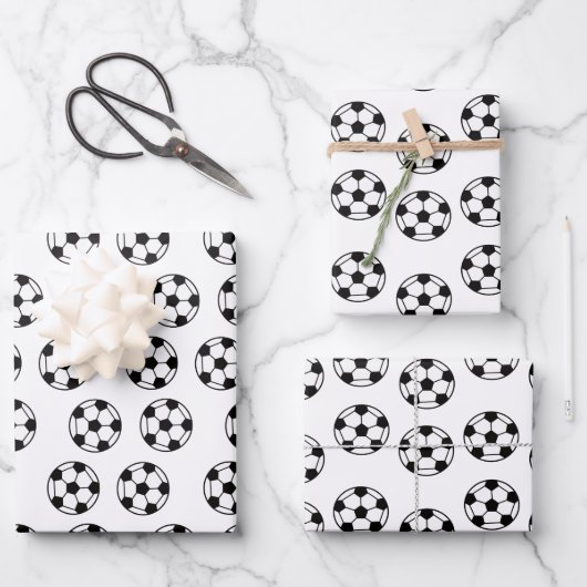 サッカーおもしろいの球模様 ラッピングペーパーシート (正面)