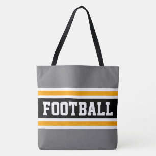サッカーおもしろいアスレティックグレーブラックイエローストライプズ トートバッグ