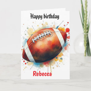 サッカーおもしろいウォーターカラースプラス誕生日グリディロン カード