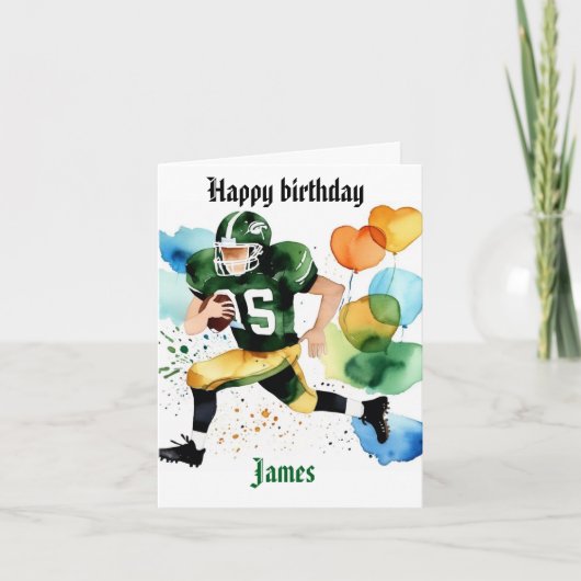 サッカーおもしろいウォーターカラースプラス誕生日グリディロン シーズンカード (正面)