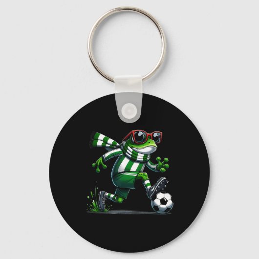 サッカーおもしろいカエル動物グラフィック遊カエルのSocc キーホルダー (正面)