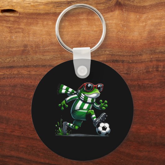 サッカーおもしろいカエル動物グラフィック遊カエルのSocc キーホルダー (正面)
