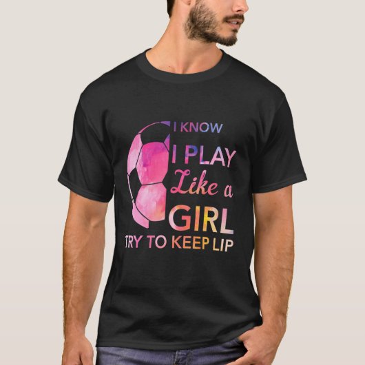 サッカーおもしろいグラフィックT女の子T遊が好き Tシャツ (正面)