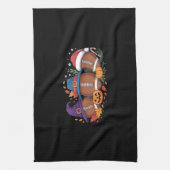 サッカーおもしろいハロウィンサンクスギビングクリスマス不気味 キッチンタオル (縦)