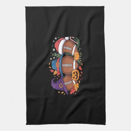 サッカーおもしろいハロウィンサンクスギビングクリスマス不気味 キッチンタオル (縦)