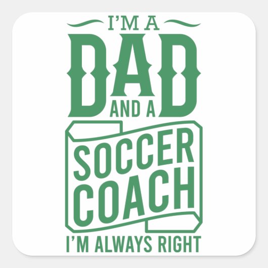 サッカーおもしろいパパの父親の日はパパとサッカー スクエアシール (正面)