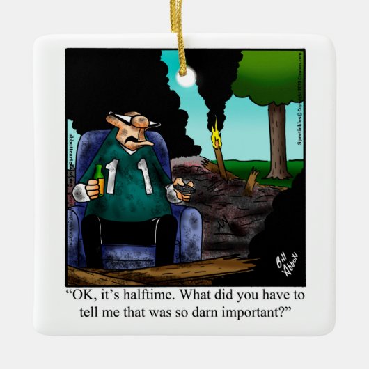 サッカーおもしろいファンのユーモア セラミックオーナメント (正面)
