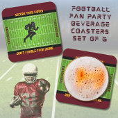 サッカーおもしろいファンパーティー飲料用コースターセット スクエアペーパーコースター
