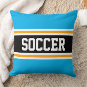 サッカーおもしろいブライトスカイブルーブラックアスレチックストライプ クッション (ブランケット)