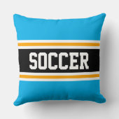 サッカーおもしろいブライトスカイブルーブラックアスレチックストライプ クッション (裏面)