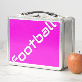 サッカーおもしろいホワイトディアゴナル文字オンブライトピンク メタルランチボックス