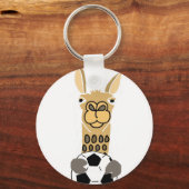 サッカーおもしろいボールアートのラマ キーホルダー (正面)