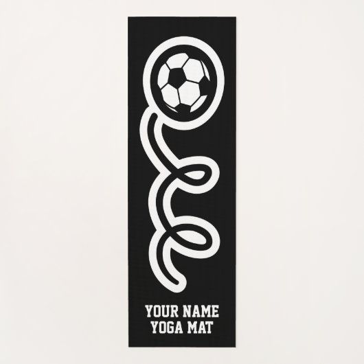 サッカーおもしろいボールスポーツパーソナライズされた名前をカスタムする ヨガマット (正面)
