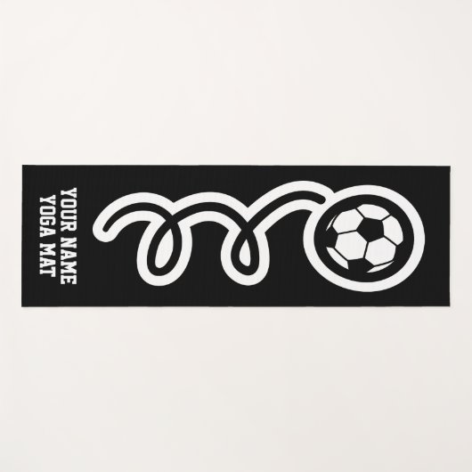 サッカーおもしろいボールスポーツパーソナライズされた名前をカスタムする ヨガマット (正面(横))