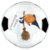 サッカーおもしろいボールハロウィンウィッチカボチャ飛んでいる サッカーボール (回転)