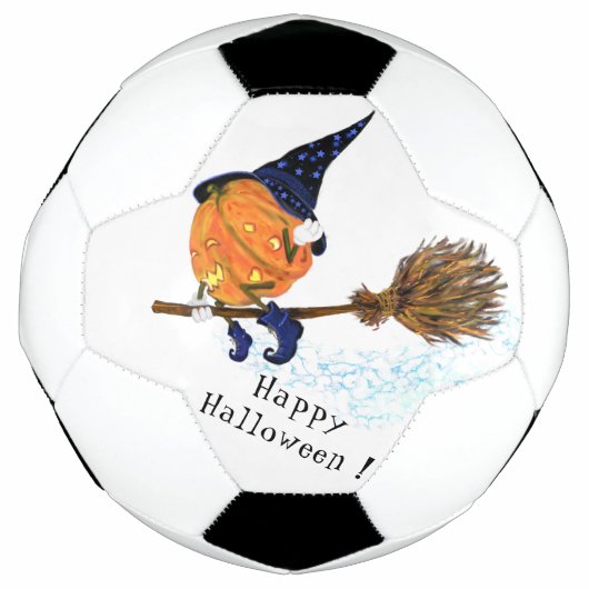 サッカーおもしろいボールハロウィンウィッチカボチャ飛んでいる サッカーボール (正面)