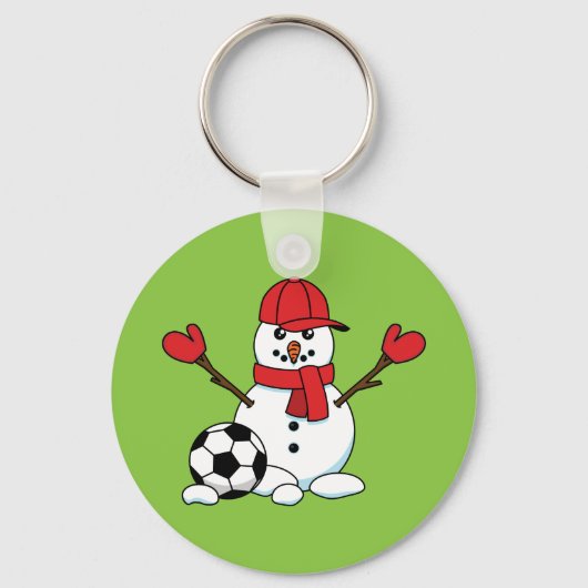 サッカーおもしろいボール付き雪だるま キーホルダー (正面)