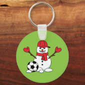 サッカーおもしろいボール付き雪だるま キーホルダー (正面)