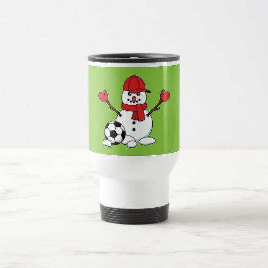 サッカーおもしろいボール付き雪だるま トラベルマグ (中央)