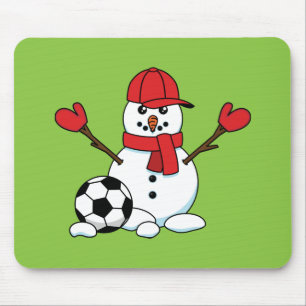 サッカーおもしろいボール付き雪だるま マウスパッド
