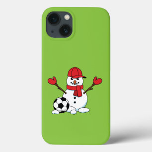 サッカーおもしろいボール付き雪だるま iPhone 13ケース