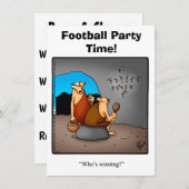 サッカーおもしろいユーモアパーティの招待状 招待状 (正面/裏面)