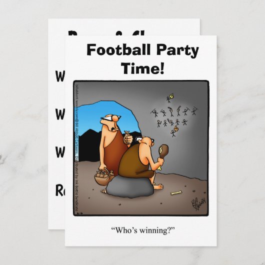 サッカーおもしろいユーモアパーティの招待状 招待状 (正面/裏面)