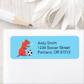 サッカーおもしろい選手の漫画の恐竜 ラベル (インサイチュ)