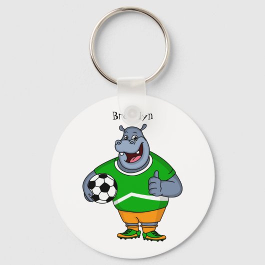 サッカーおもしろい選手の漫画イラストレーション キーホルダー (正面)