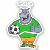 サッカーおもしろい選手の漫画イラストレーション シール (正面)