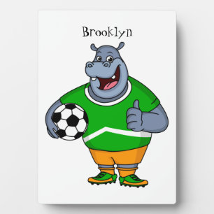 サッカーおもしろい選手の漫画イラストレーション フォトプラーク