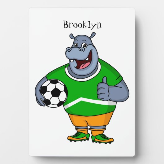 サッカーおもしろい選手の漫画イラストレーション フォトプラーク (正面)