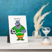 サッカーおもしろい選手の漫画イラストレーション フォトプラーク (側面)