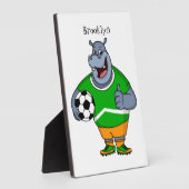 サッカーおもしろい選手の漫画イラストレーション フォトプラーク (側面)