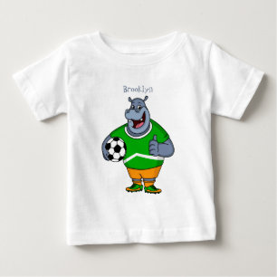 サッカーおもしろい選手の漫画イラストレーション ベビーTシャツ