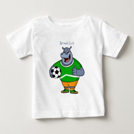 サッカーおもしろい選手の漫画イラストレーション ベビーTシャツ (正面)
