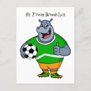 サッカーおもしろい選手の漫画イラストレーション ポストカード