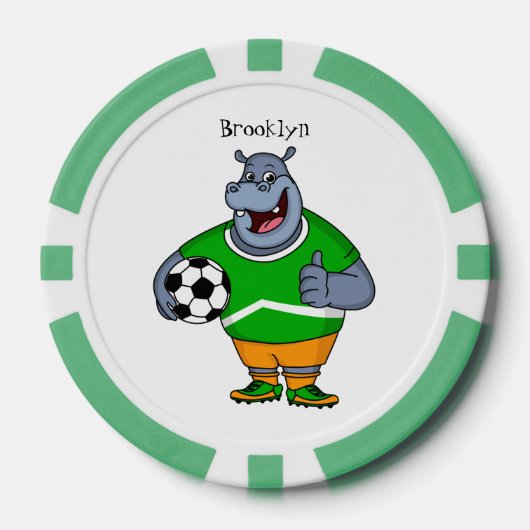 サッカーおもしろい選手の漫画イラストレーション ポーカーチップ (正面)