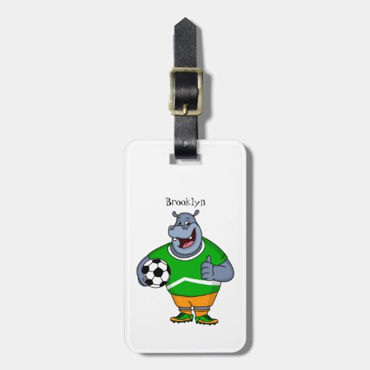 サッカーおもしろい選手の漫画イラストレーション ラゲッジタグ (正面縦)