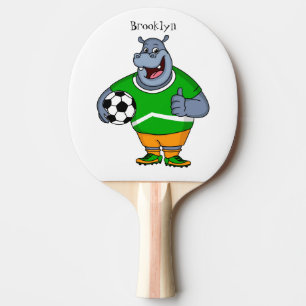 サッカーおもしろい選手の漫画イラストレーション 卓球ラケット