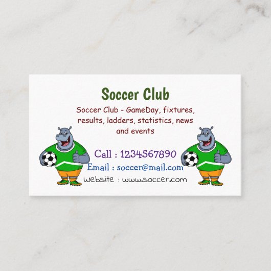 サッカーおもしろい選手の漫画イラストレーション 名刺 (正面)