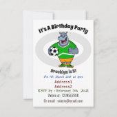 サッカーおもしろい選手の漫画イラストレーション 招待状 (正面)