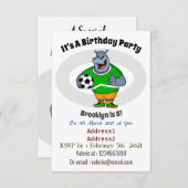 サッカーおもしろい選手の漫画イラストレーション 招待状 (正面/裏面)