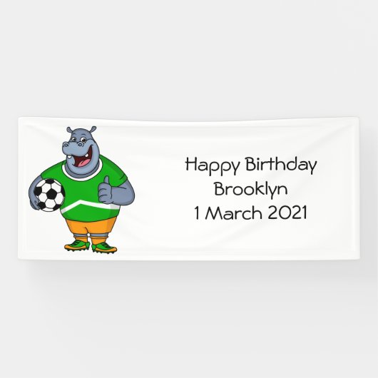 サッカーおもしろい選手の漫画イラストレーション 横断幕 (横)