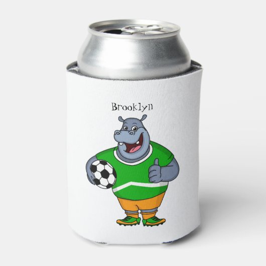サッカーおもしろい選手の漫画イラストレーション 缶クーラー (缶正面)