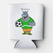 サッカーおもしろい選手の漫画イラストレーション 缶クーラー (正面)