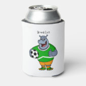 サッカーおもしろい選手の漫画イラストレーション 缶クーラー (缶裏面)