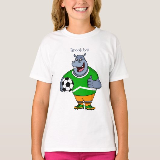 サッカーおもしろい選手の漫画イラストレーション Tシャツ (正面)