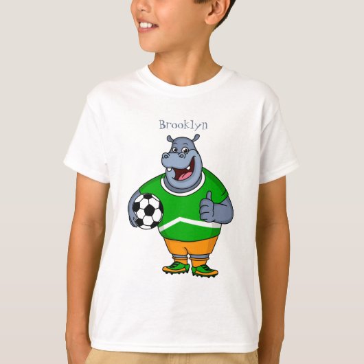 サッカーおもしろい選手の漫画イラストレーション Tシャツ (正面)