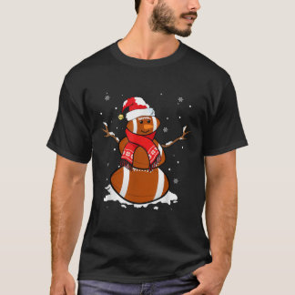 サッカーおもしろい雪だるまクリスマスパジャマスマッチング Tシャツ
